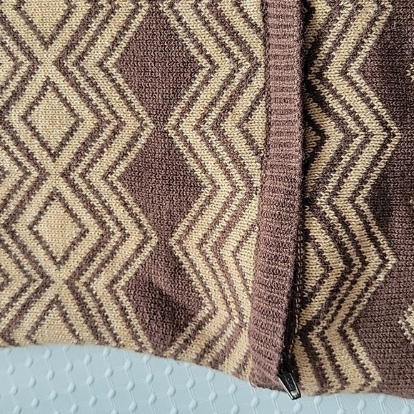 Athleta Cowl Neck Zipp Up Long Sleeve Small Wool Blend Dark Brown And Tan Teton - Picture 6 of 16